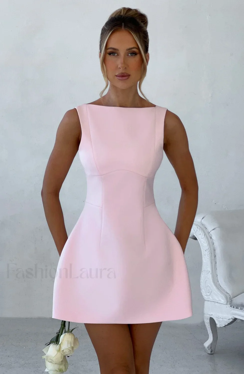 Alana Mini Graceful Dress - Blush - Image 8