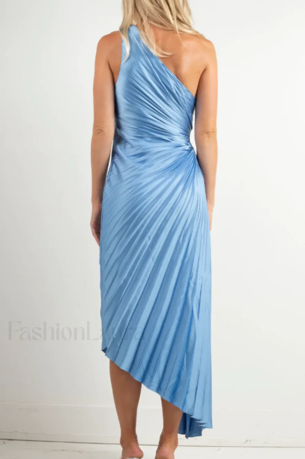 Catalina One Shoulder Charming Pleated Satin Maxi Dress - Image 20