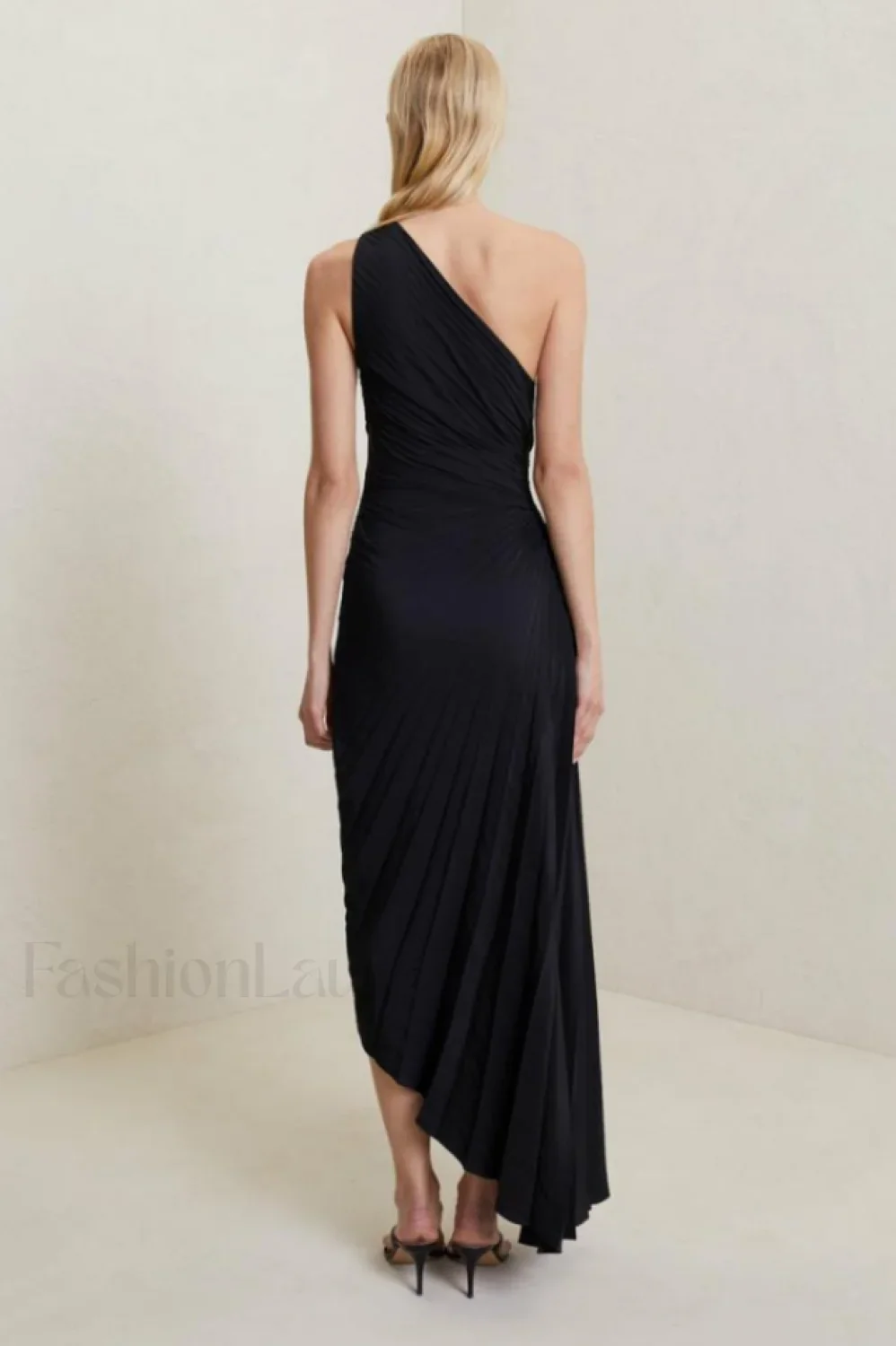 Catalina One Shoulder Charming Pleated Satin Maxi Dress - Image 28