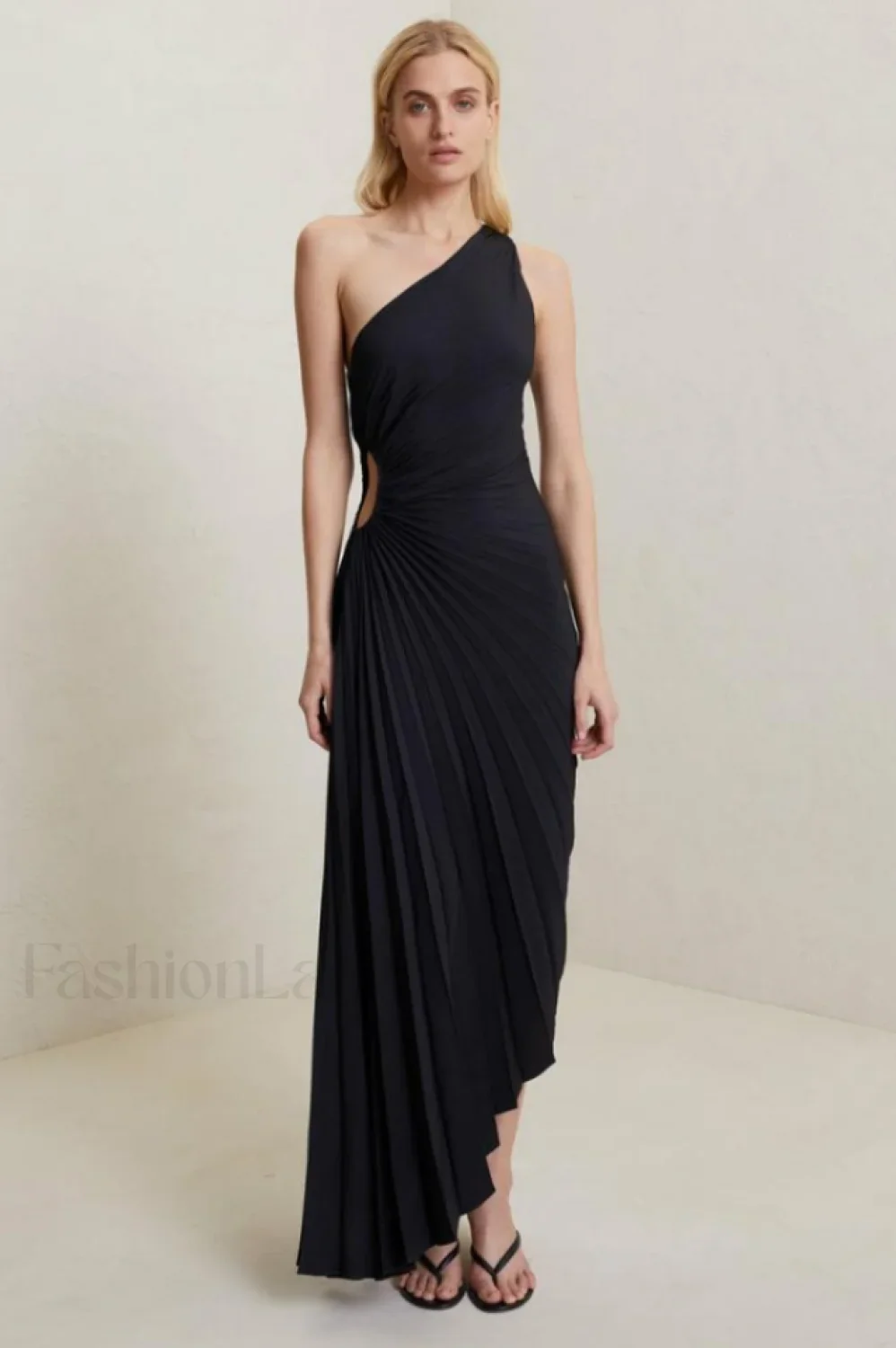Catalina One Shoulder Charming Pleated Satin Maxi Dress - Image 32