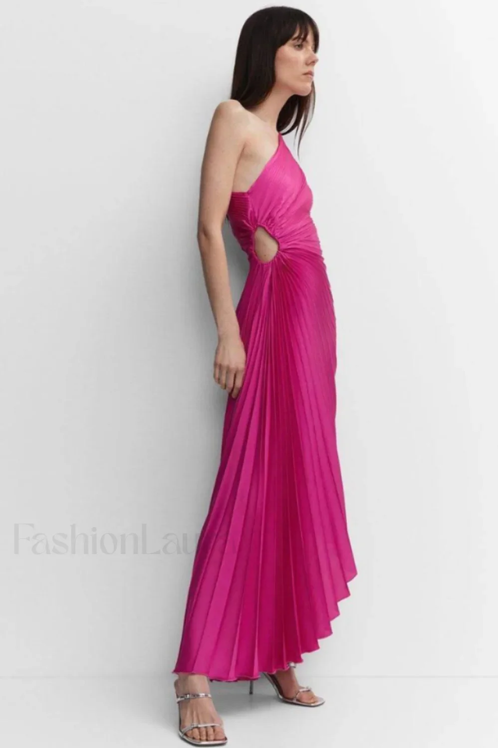 Catalina One Shoulder Charming Pleated Satin Maxi Dress - Image 36