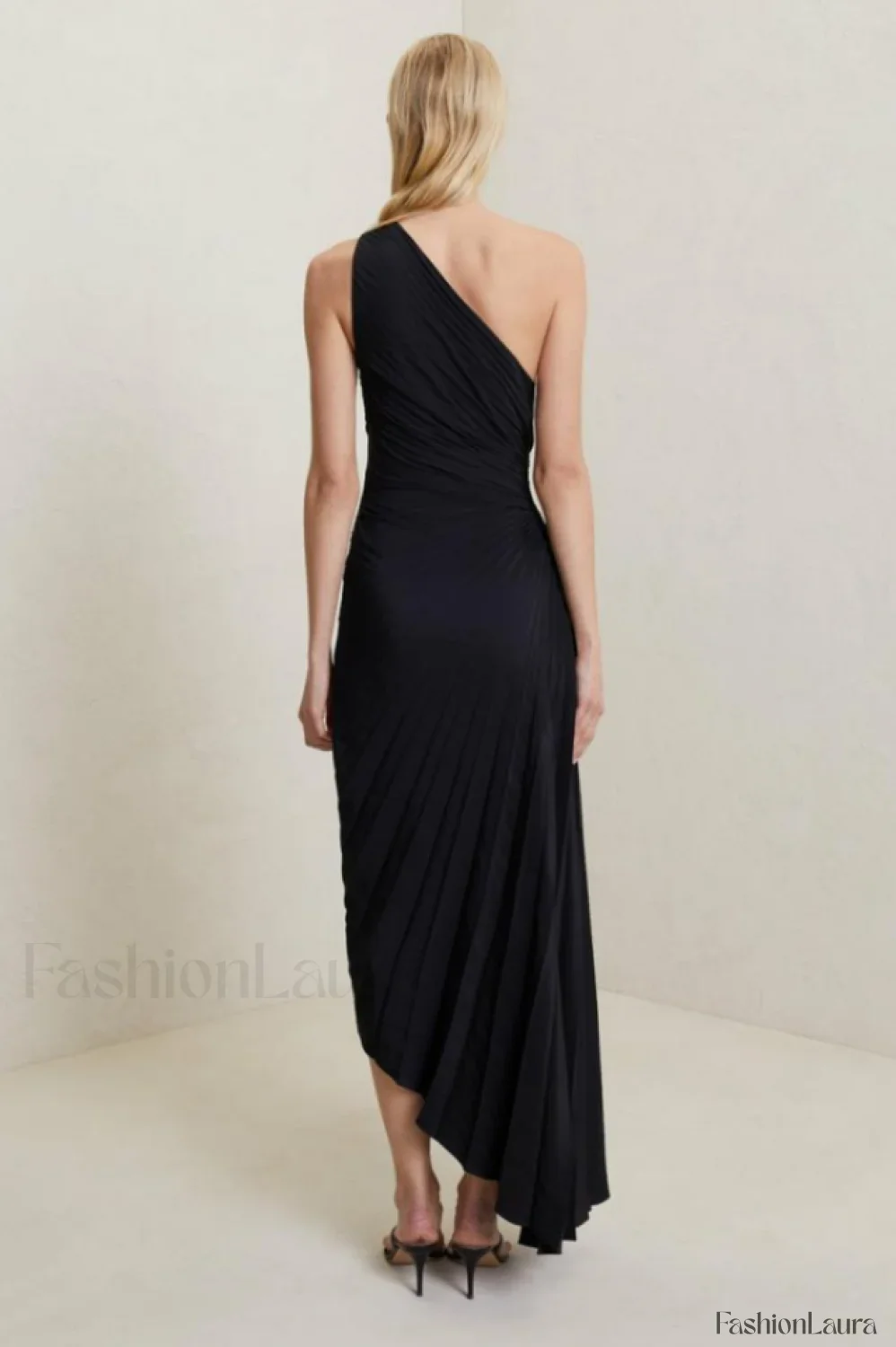 Catalina One Shoulder Charming Pleated Satin Maxi Dress - Image 49