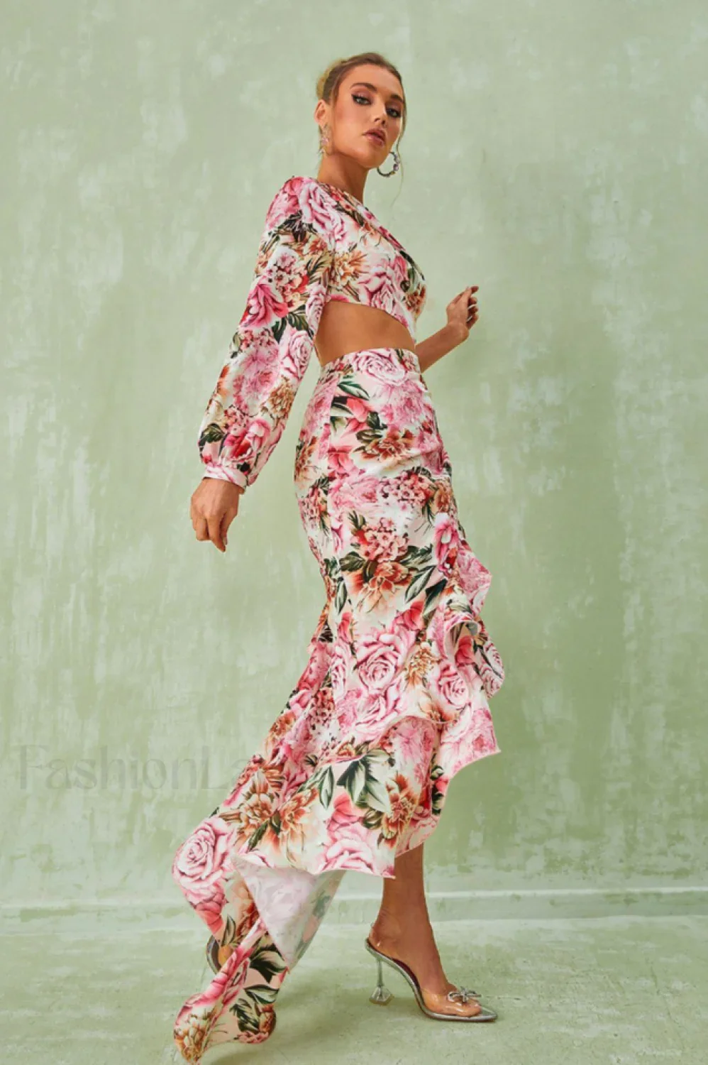 Cassidy One Shoulder Charming Floral Maxi Dress - Image 19