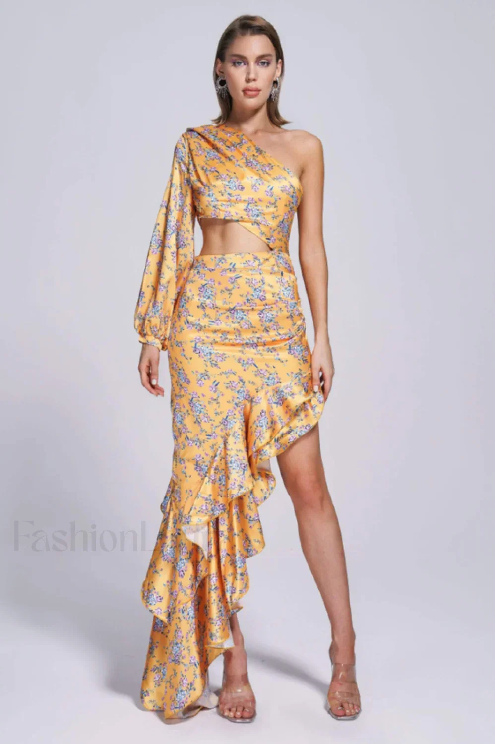Cassidy One Shoulder Charming Floral Maxi Dress - Image 2