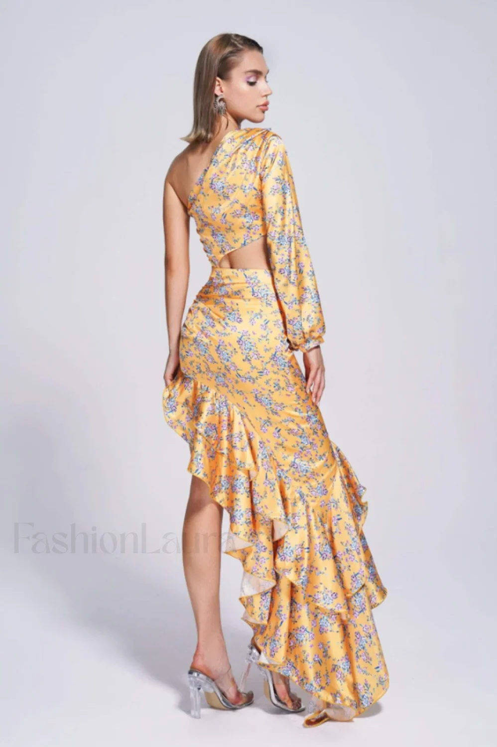 Cassidy One Shoulder Charming Floral Maxi Dress - Image 23