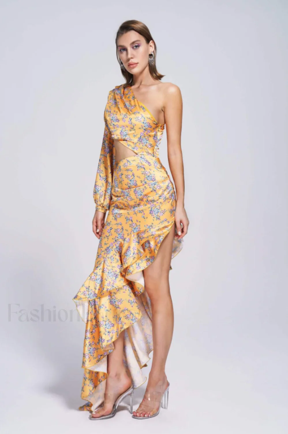 Cassidy One Shoulder Charming Floral Maxi Dress - Image 24