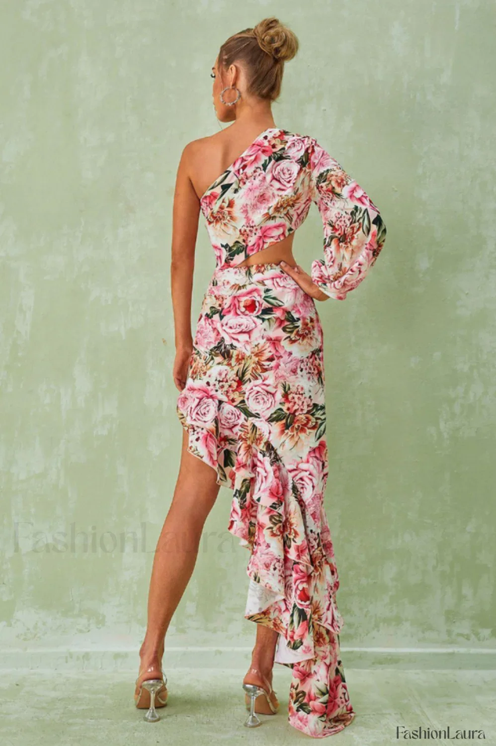 Cassidy One Shoulder Charming Floral Maxi Dress - Image 30