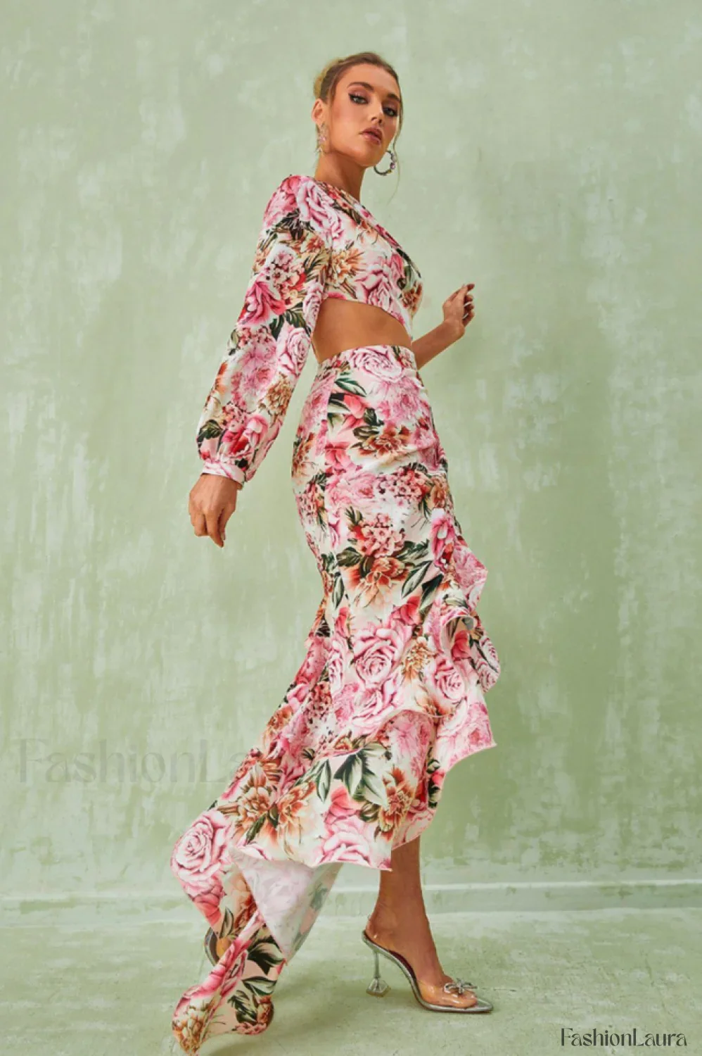 Cassidy One Shoulder Charming Floral Maxi Dress - Image 32