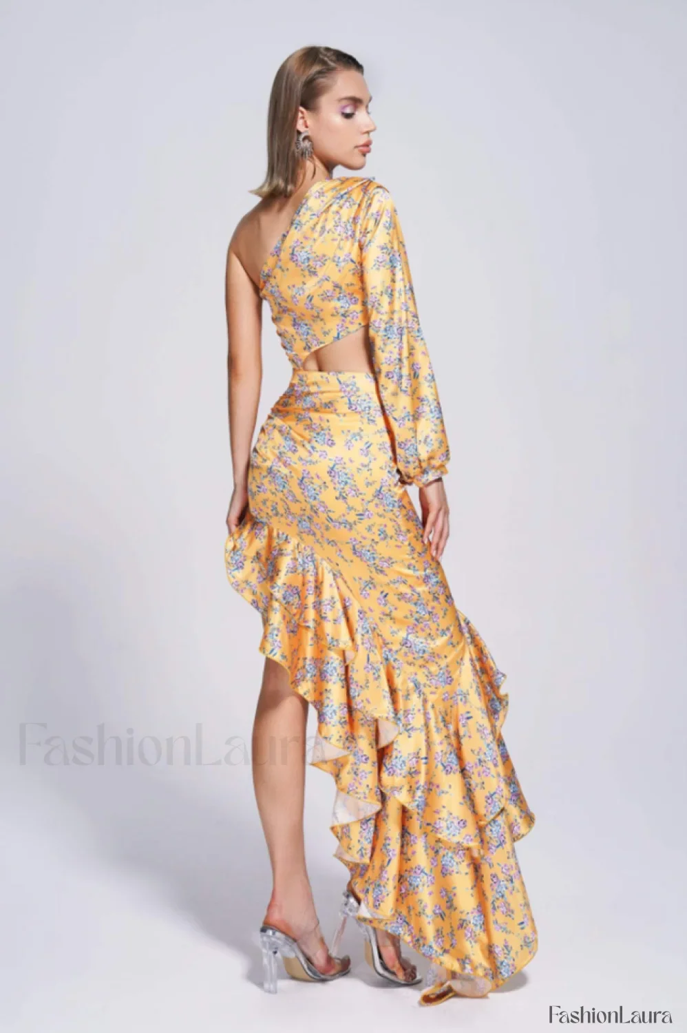 Cassidy One Shoulder Charming Floral Maxi Dress - Image 36
