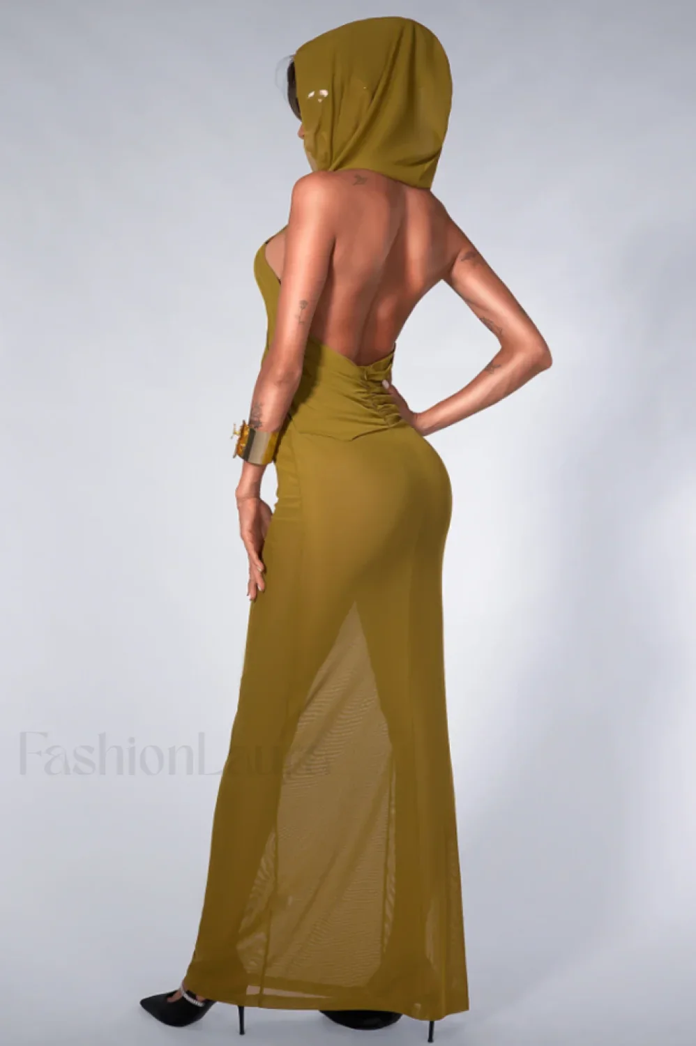 Carleigh Ruche Maxi Charming Dress With Headscarf - Image 4