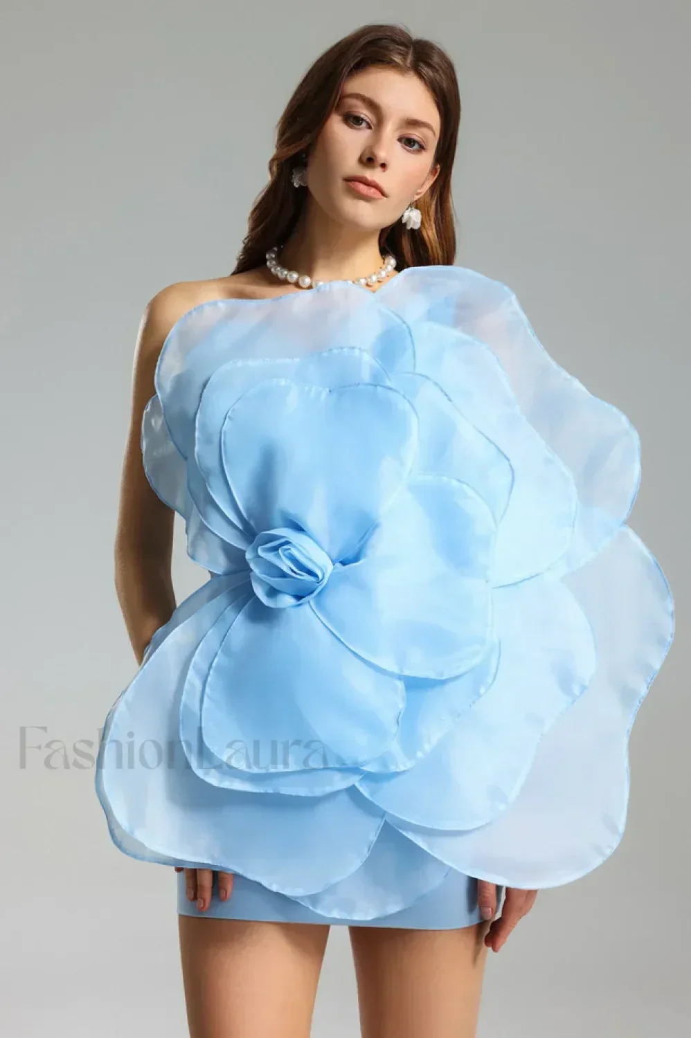 Carina One Shoulder Charming 3D Floral Dress