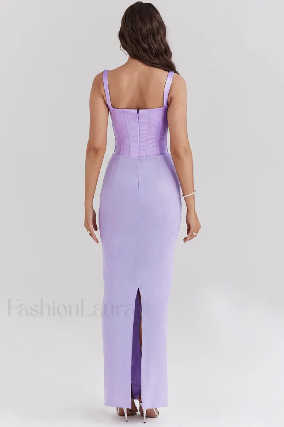 Breeze Orchid Satin Charming Corset Maxi Dress - Image 5