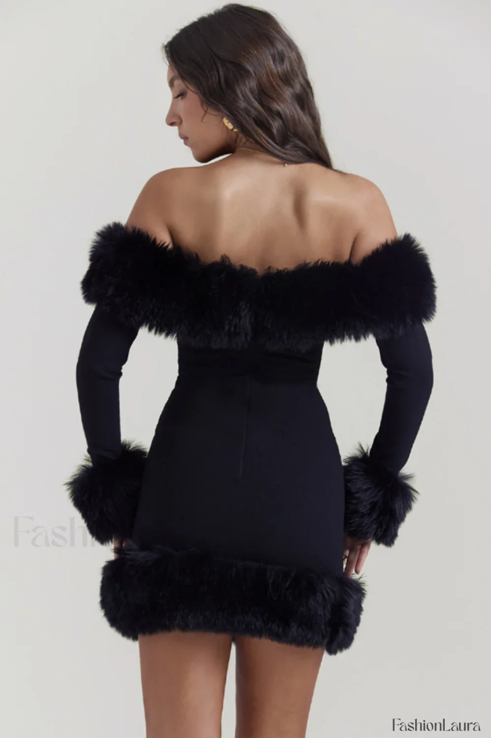 Black Bateau Stylish Neck Mini Dress - Image 17