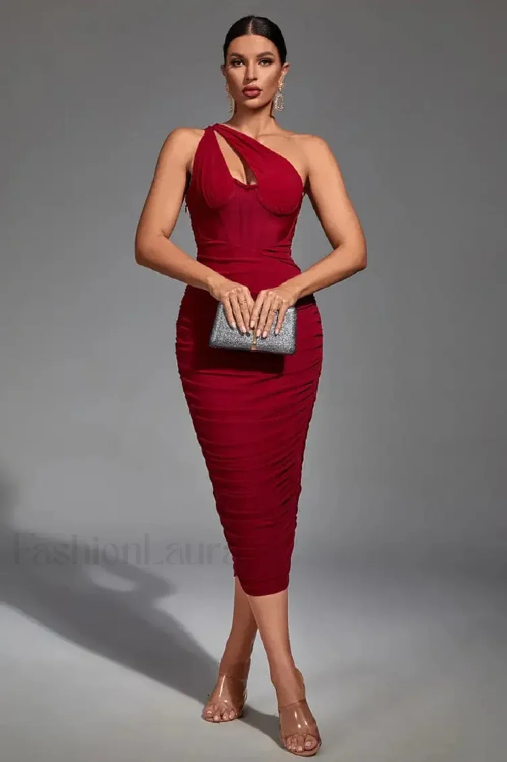 Asymmetric Cutout Stylish Midi Dress - Image 29