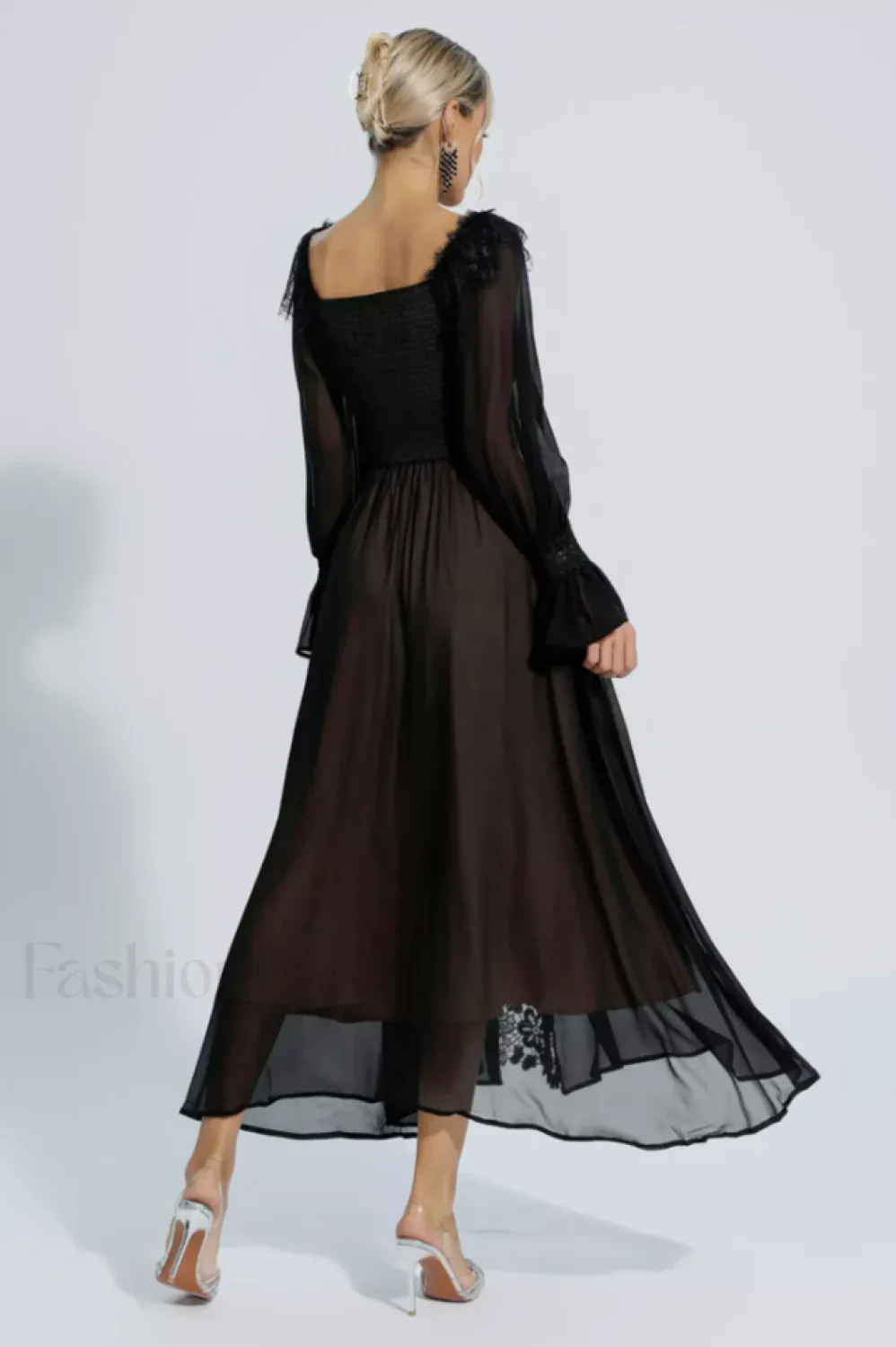 Aliana Floral Hollow Charming Long Sleeve Dress - Image 14