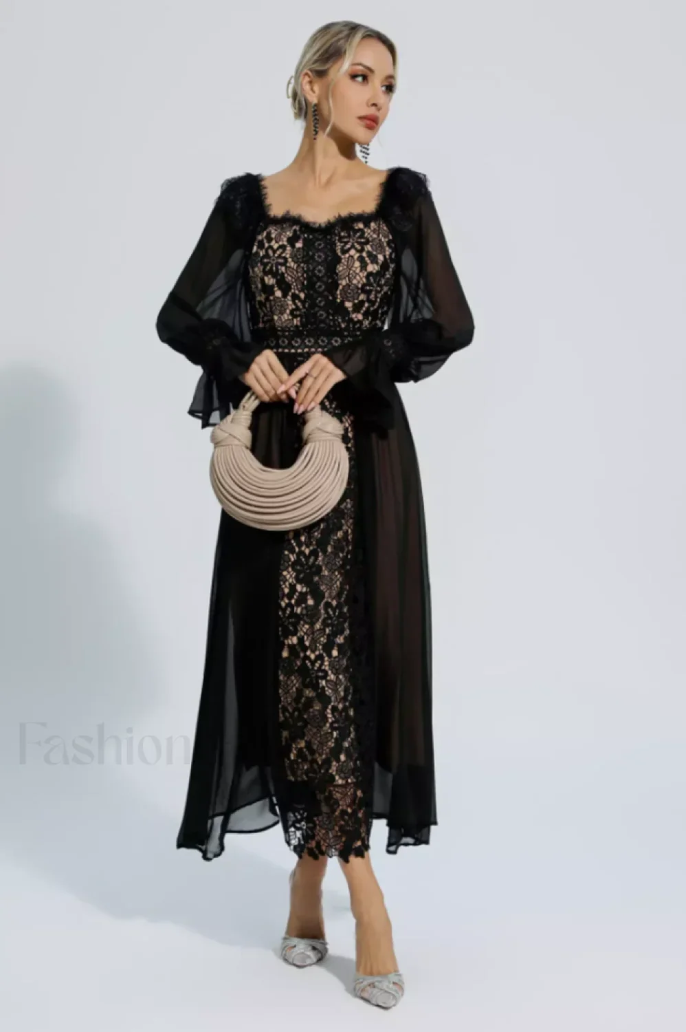 Aliana Floral Hollow Charming Long Sleeve Dress - Image 17