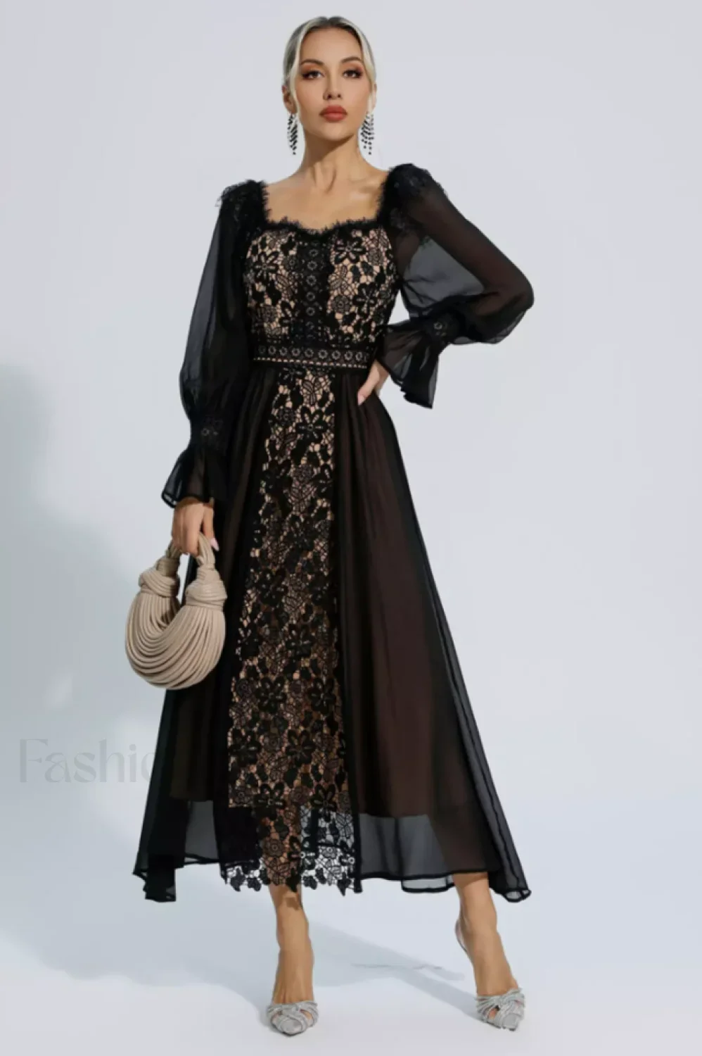 Aliana Floral Hollow Charming Long Sleeve Dress - Image 18