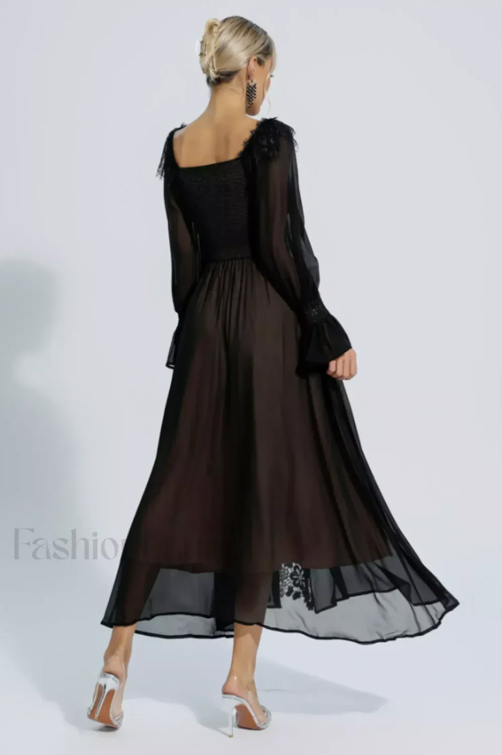 Aliana Floral Hollow Charming Long Sleeve Dress - Image 5