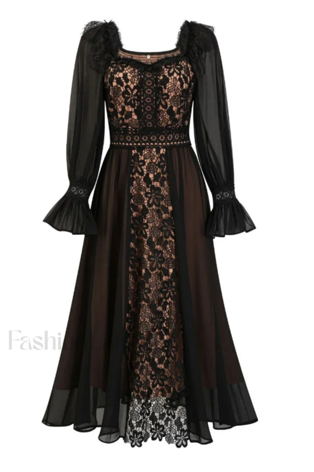 Aliana Floral Hollow Charming Long Sleeve Dress - Image 6