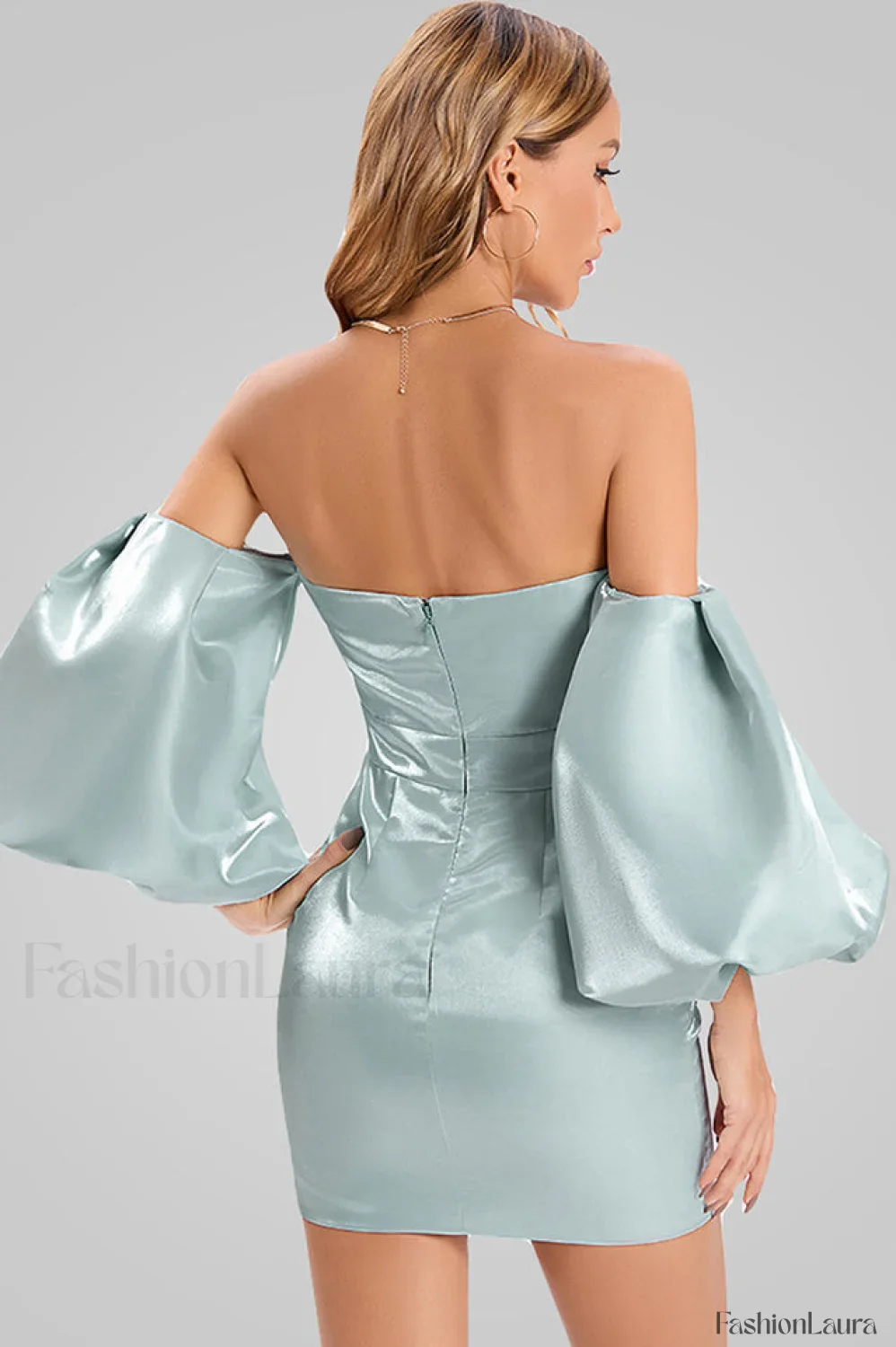 Alexandrine Puff Stylish Sleeve Mini Dress - Image 60