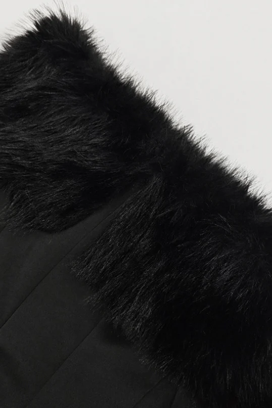 Faux Fur Collar Off Shoulder Bodycon Dress - Image 5