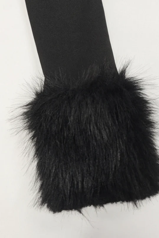 Faux Fur Collar Off Shoulder Bodycon Dress - Image 6