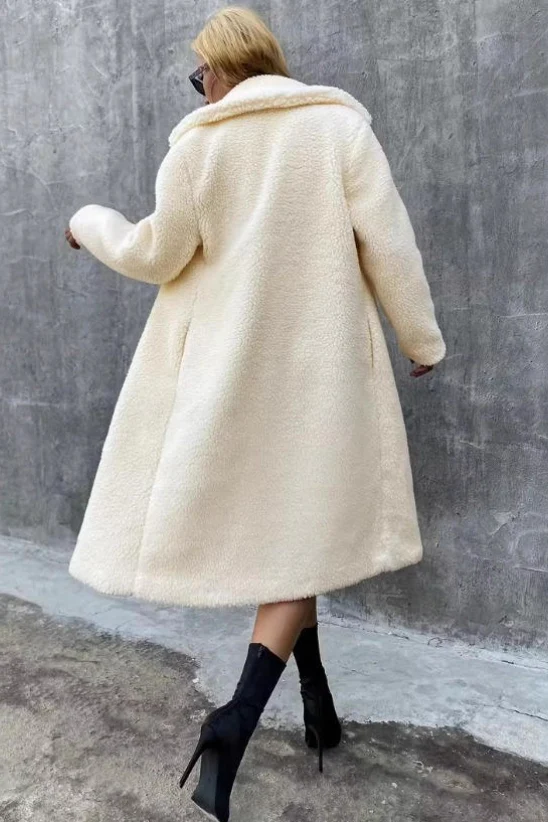 Faux Shearling Double Breasted Overcoat - Image 5