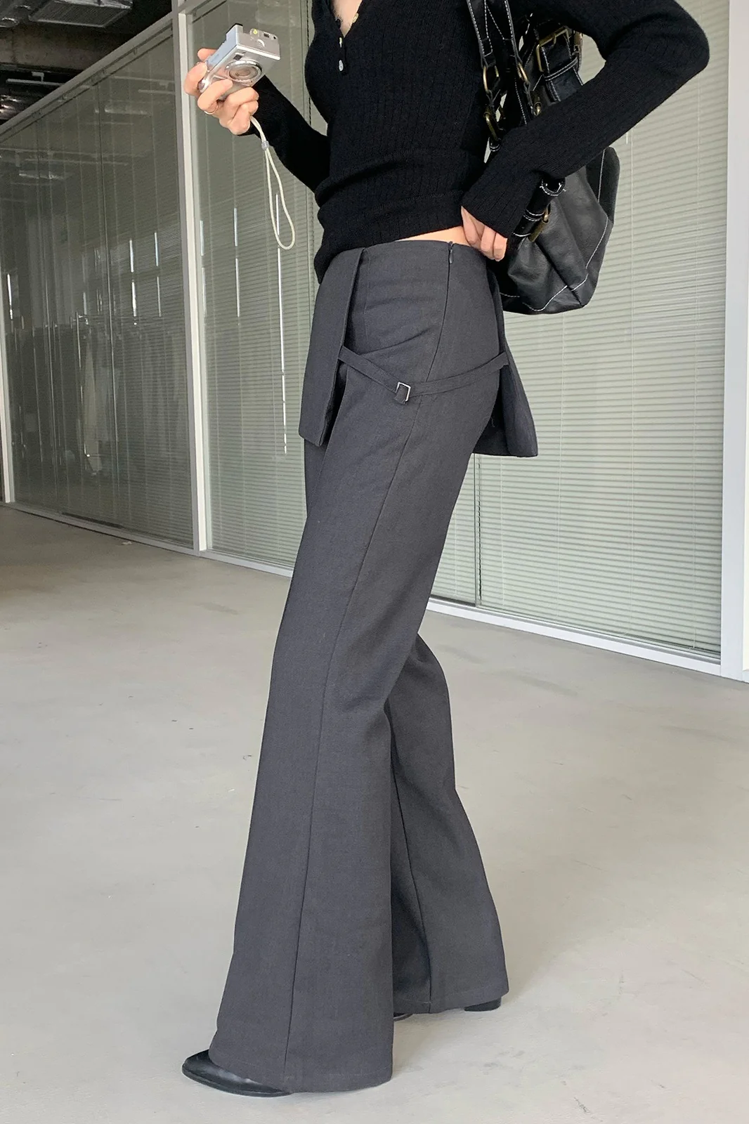 Faux Two Piece Skirt Overlay Flare Pants - Image 7