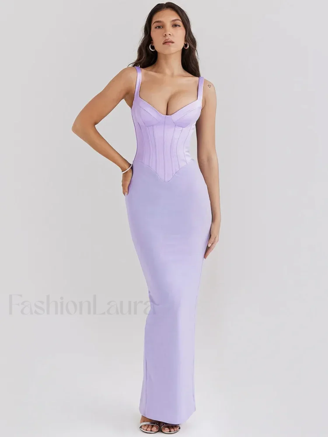 Fishbone Slit Suspender Maxi Dress - Image 2
