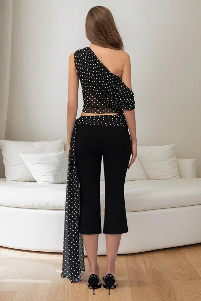 Polka Dot Sleeveless Top Two Pieces Set - Image 3