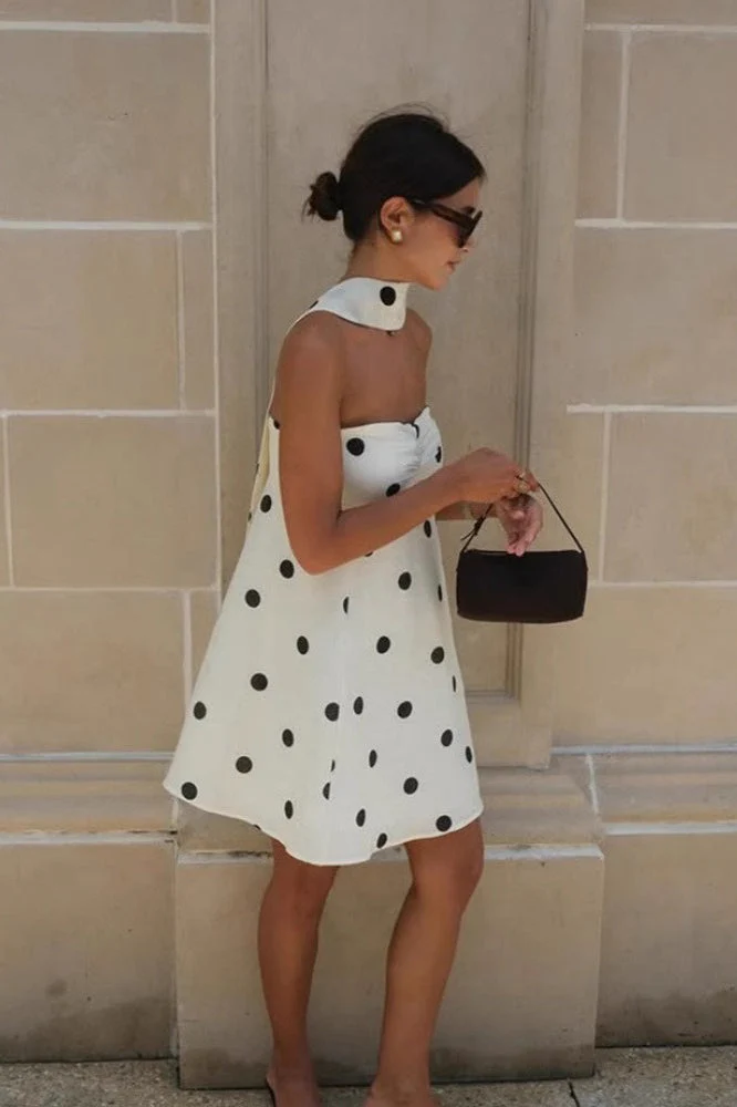 Fashionable Polka Dot Strapless Mini Dress - Image 2
