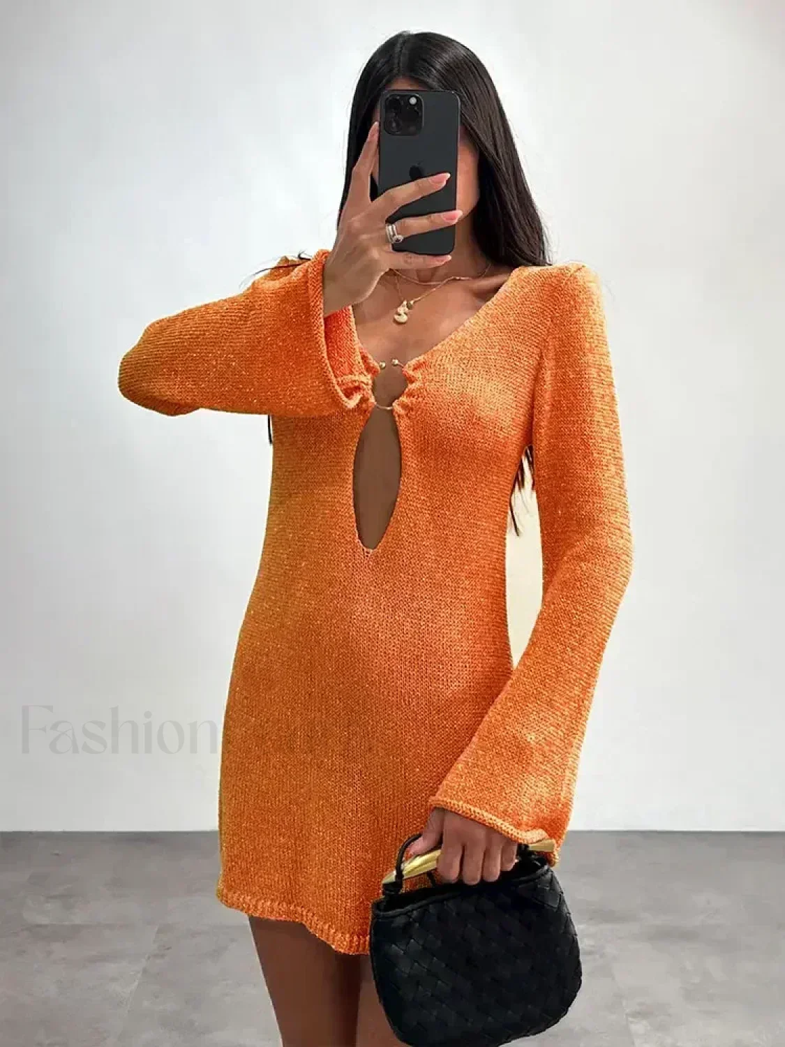Flared Sleeve Knit Mini Cover Up - Image 3