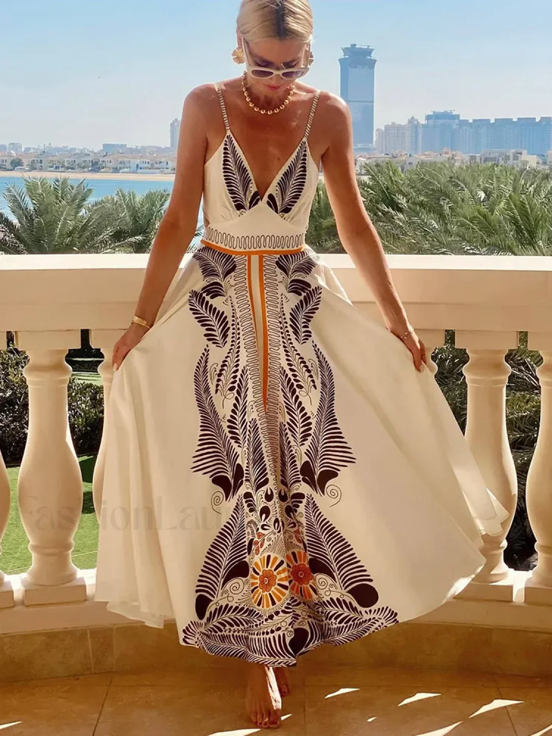 Flax Lantern-Sleeve Boho Dress - Image 5