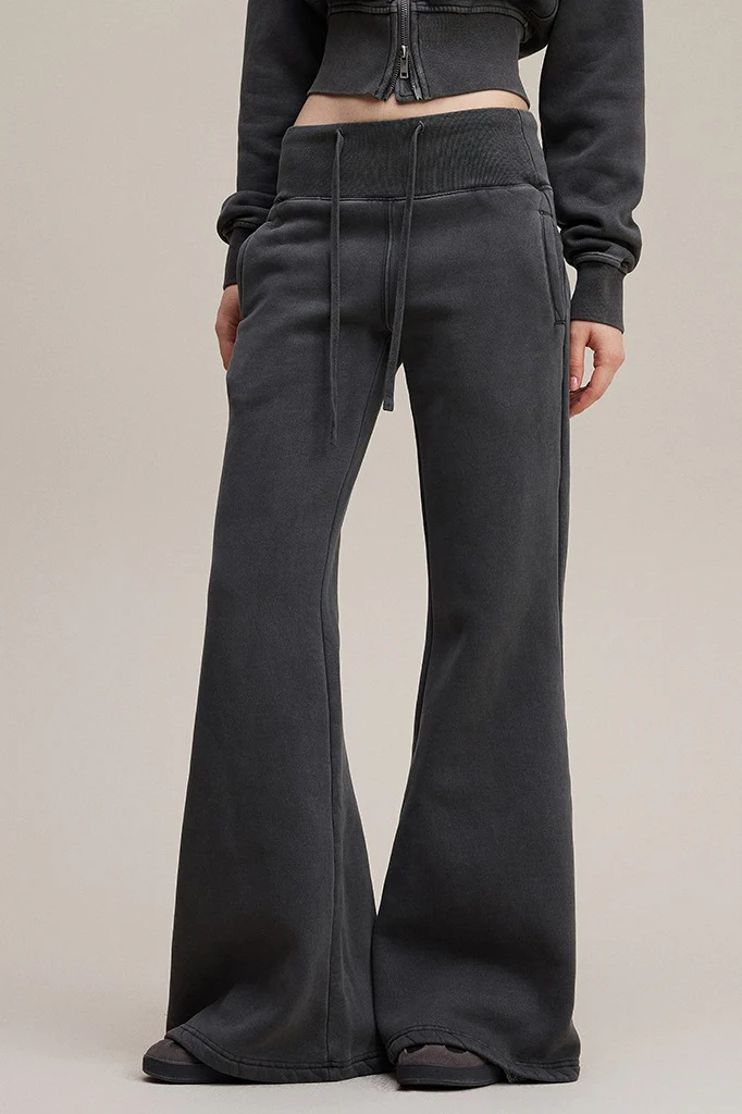 Fleece Lined Bodycon Flared Knit Pants