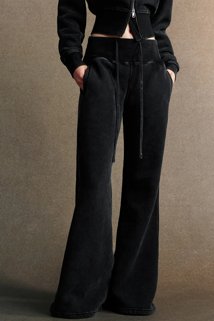 Fleece Lined Bodycon Flared Knit Pants - Image 11