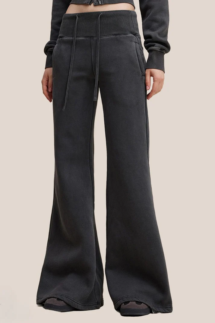 Fleece Lined Bodycon Flared Knit Pants - Image 2