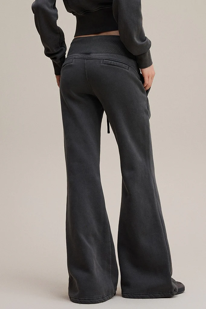 Fleece Lined Bodycon Flared Knit Pants - Image 3
