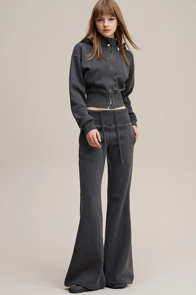 Fleece Lined Bodycon Flared Knit Pants - Image 5