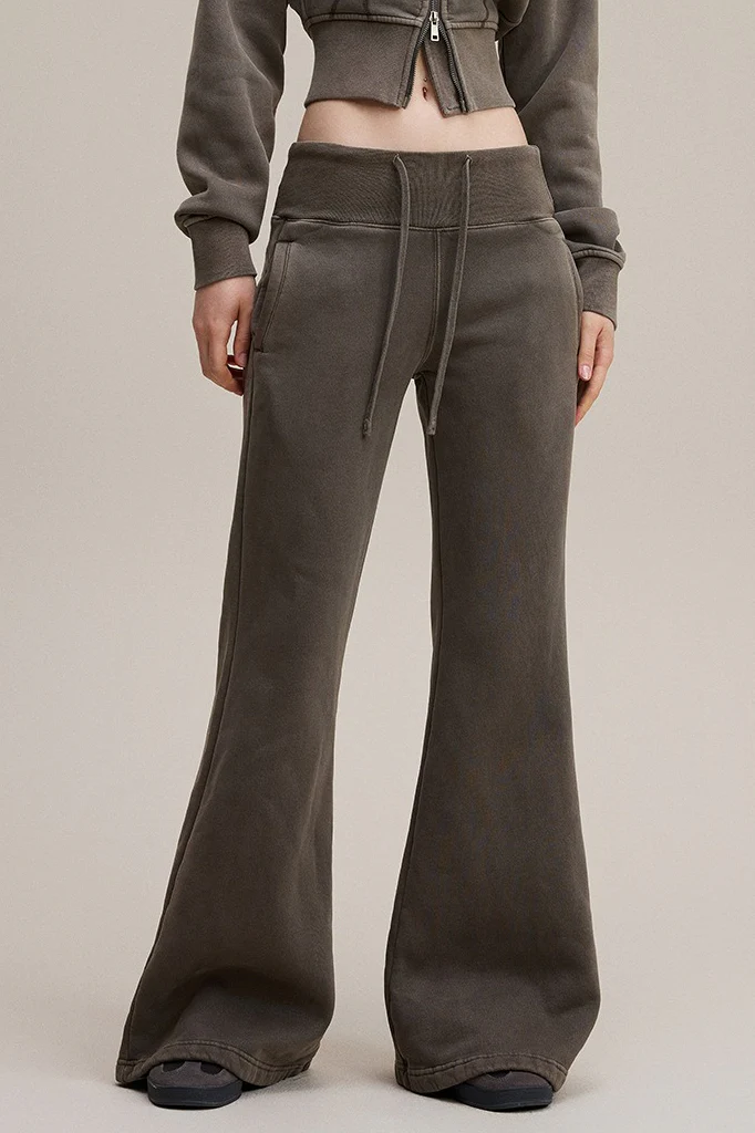 Fleece Lined Bodycon Flared Knit Pants - Image 7