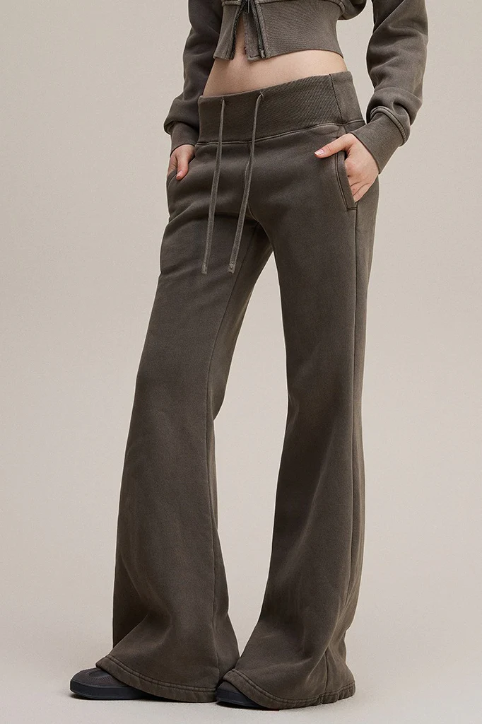 Fleece Lined Bodycon Flared Knit Pants - Image 8