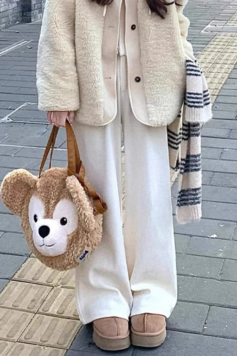 Fleece Lined Relaxed Knit Pants - Image 2