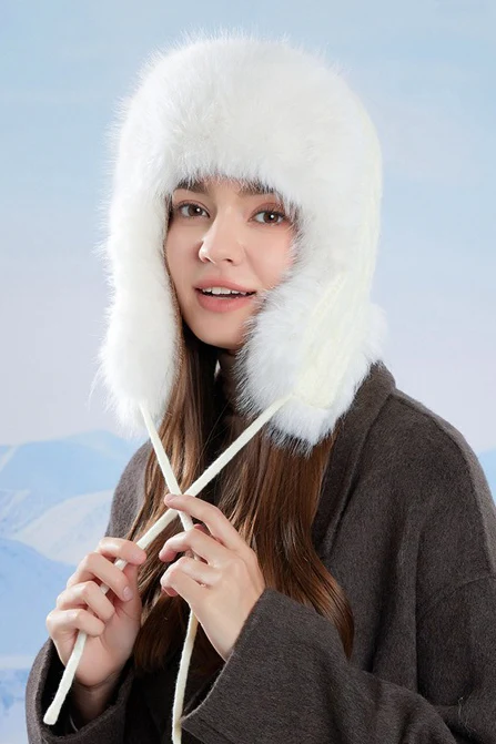 Fleece Lined Knit Trapper Hat - Image 4
