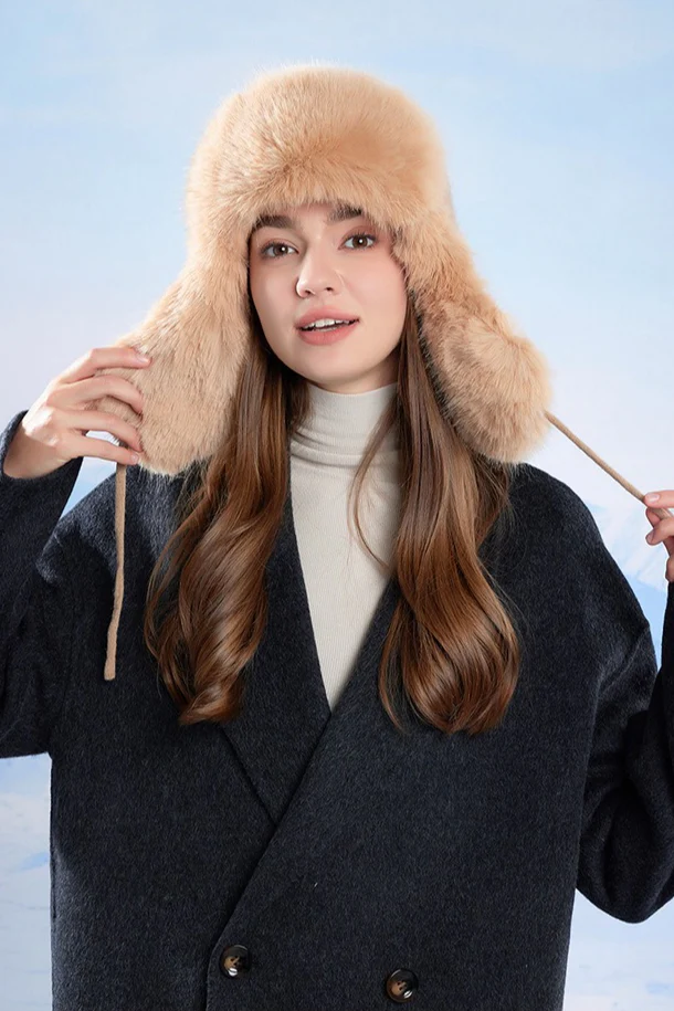 Fleece Lined Knit Trapper Hat - Image 6