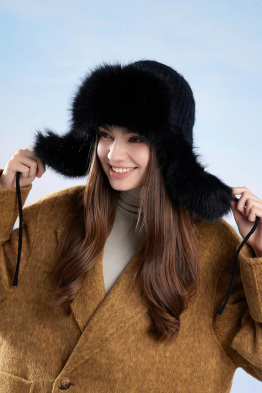 Fleece Lined Knit Trapper Hat - Image 7