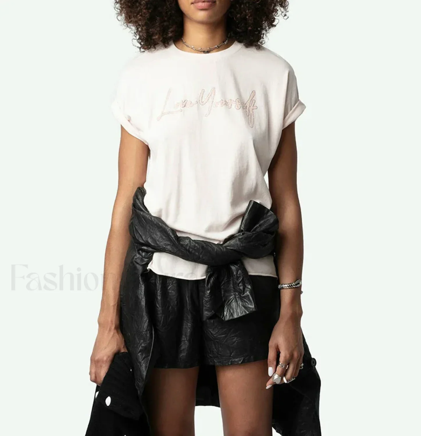 Flocked Crystal Letter T-Shirt - Image 8