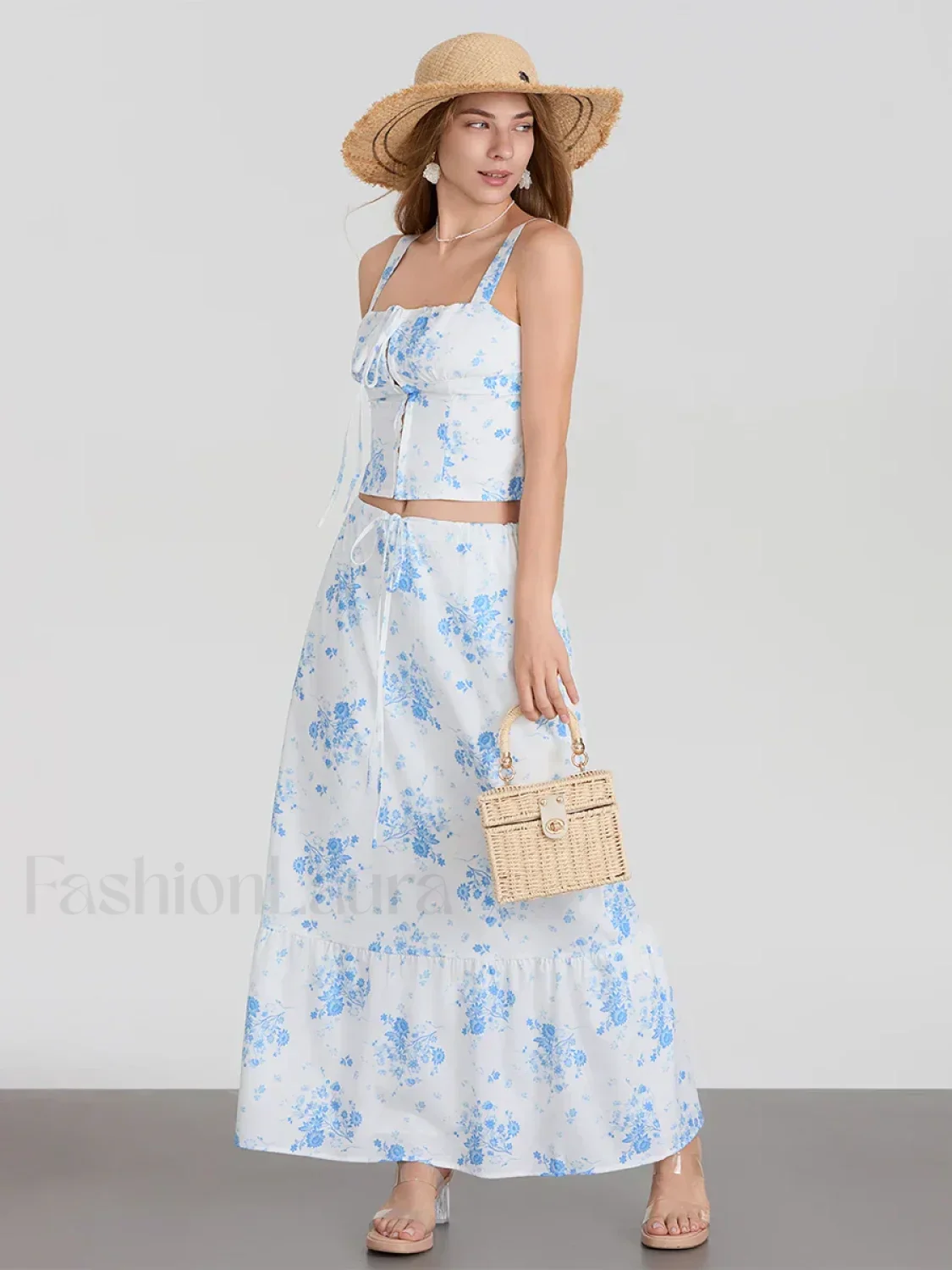 Floral A-Line Long Skirt Two Piece Set - Image 3