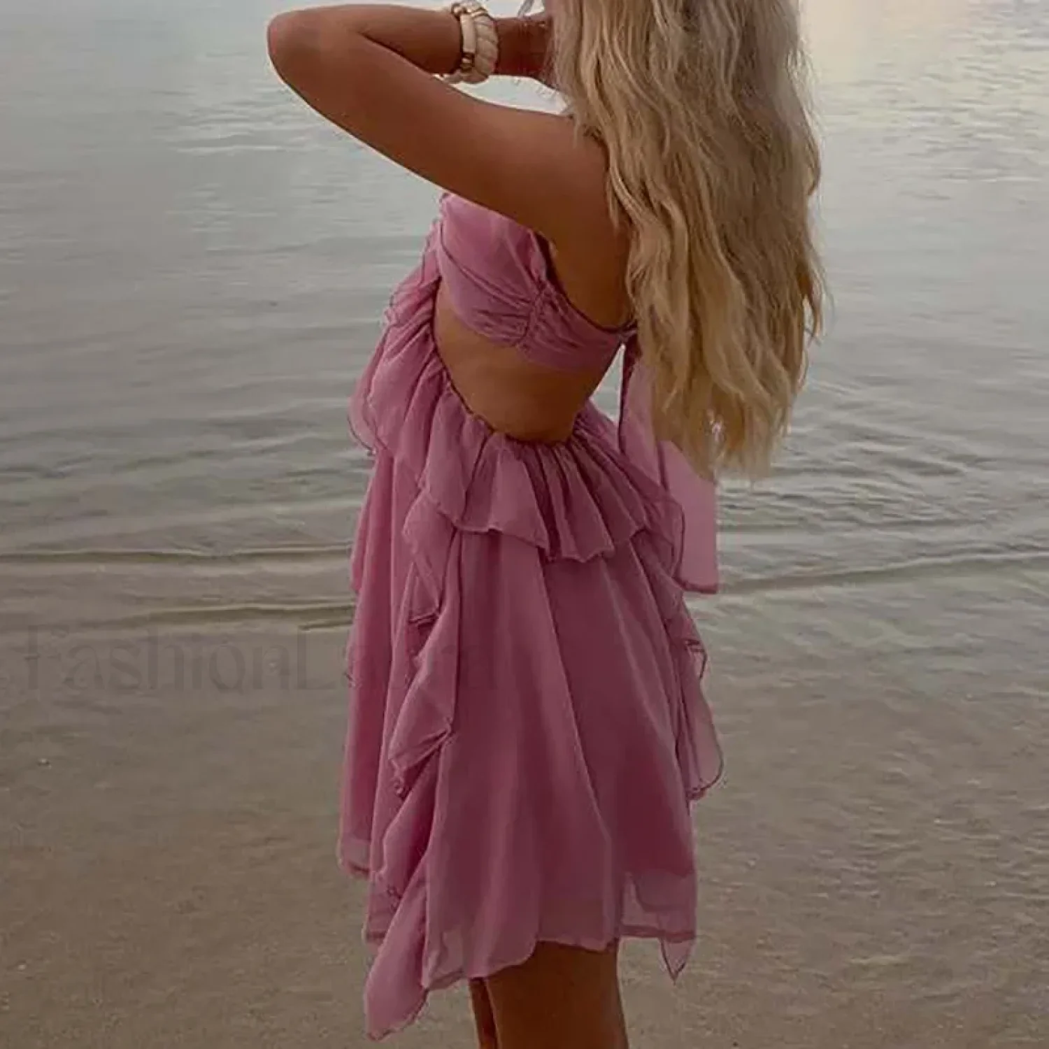 Floral Halter Pleated Mini Dress - Image 4