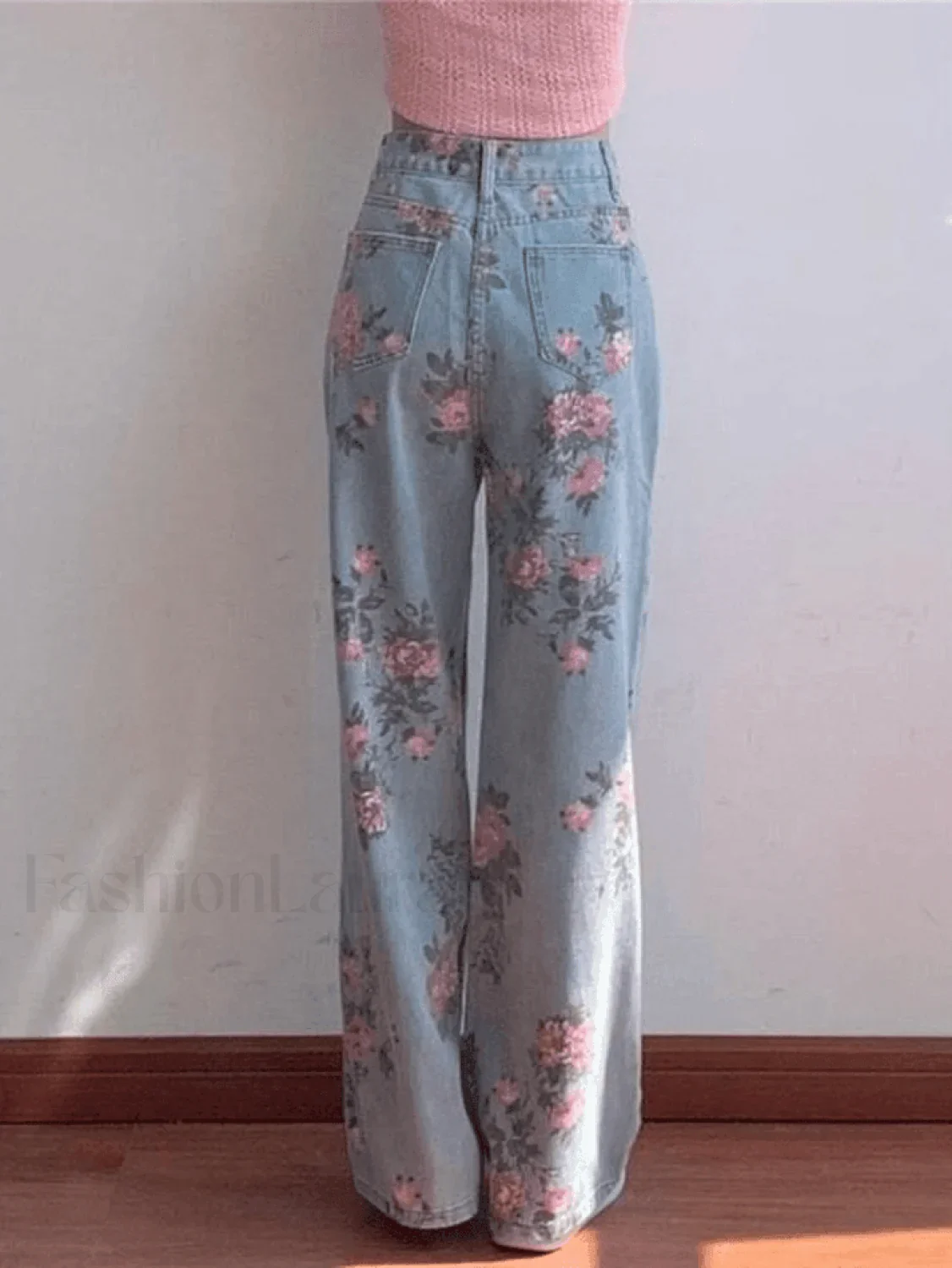 Floral High Rise Boyfriend Jeans - Image 4