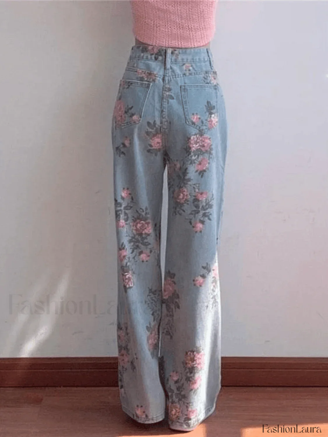 Floral High Rise Boyfriend Jeans - Image 5
