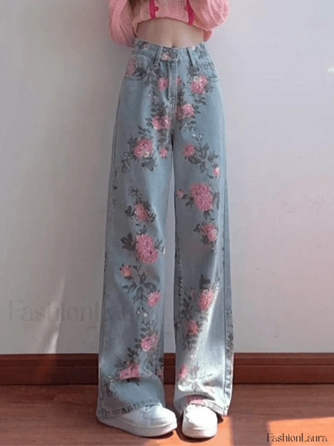 Floral High Rise Boyfriend Jeans - Image 8